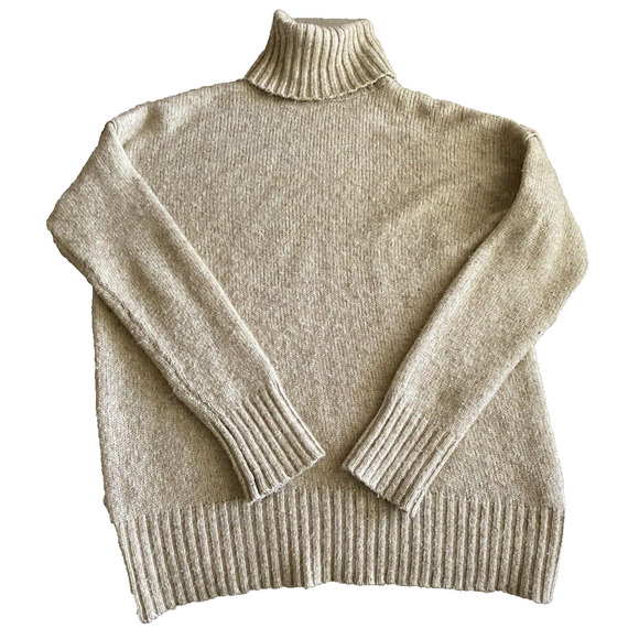 LOGG by H&M Sweater Women Small Beige Knit Wool Alpaca Blend Pullover Turtleneck - Picture 3 of 9